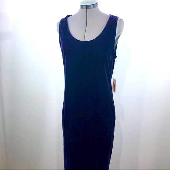 NEW Forever 21 Navy Sleeveless Velvety Sheath Dress - Picture 1 of 14